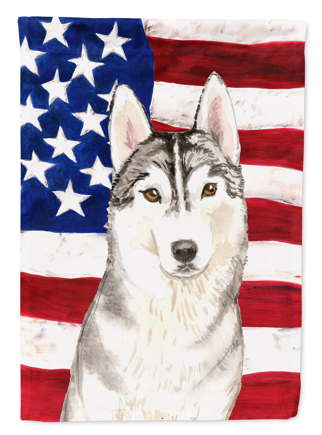 Patriotic USA Siberian Husky Flag Canvas House Size CK1713CHF  the-store.com.