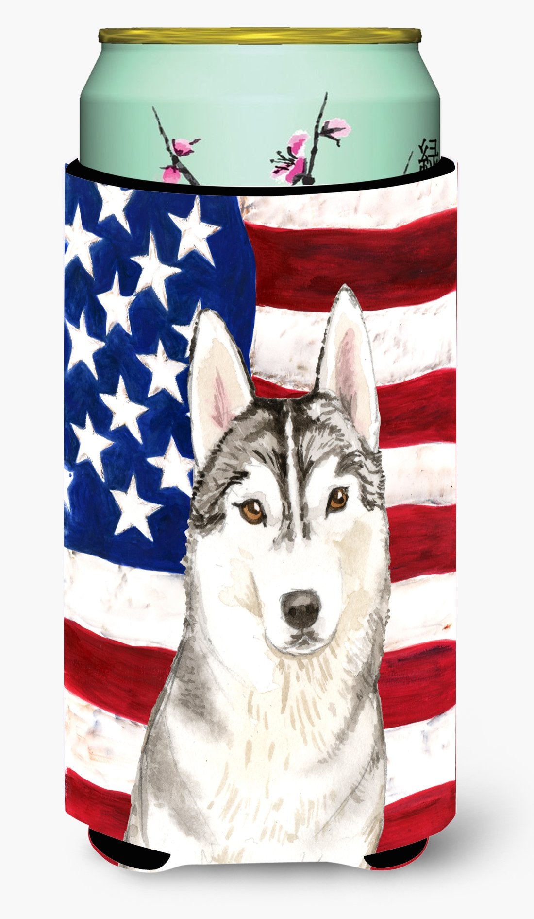 Patriotic USA Siberian Husky Tall Boy Beverage Insulator Hugger CK1713TBC by Caroline&#39;s Treasures