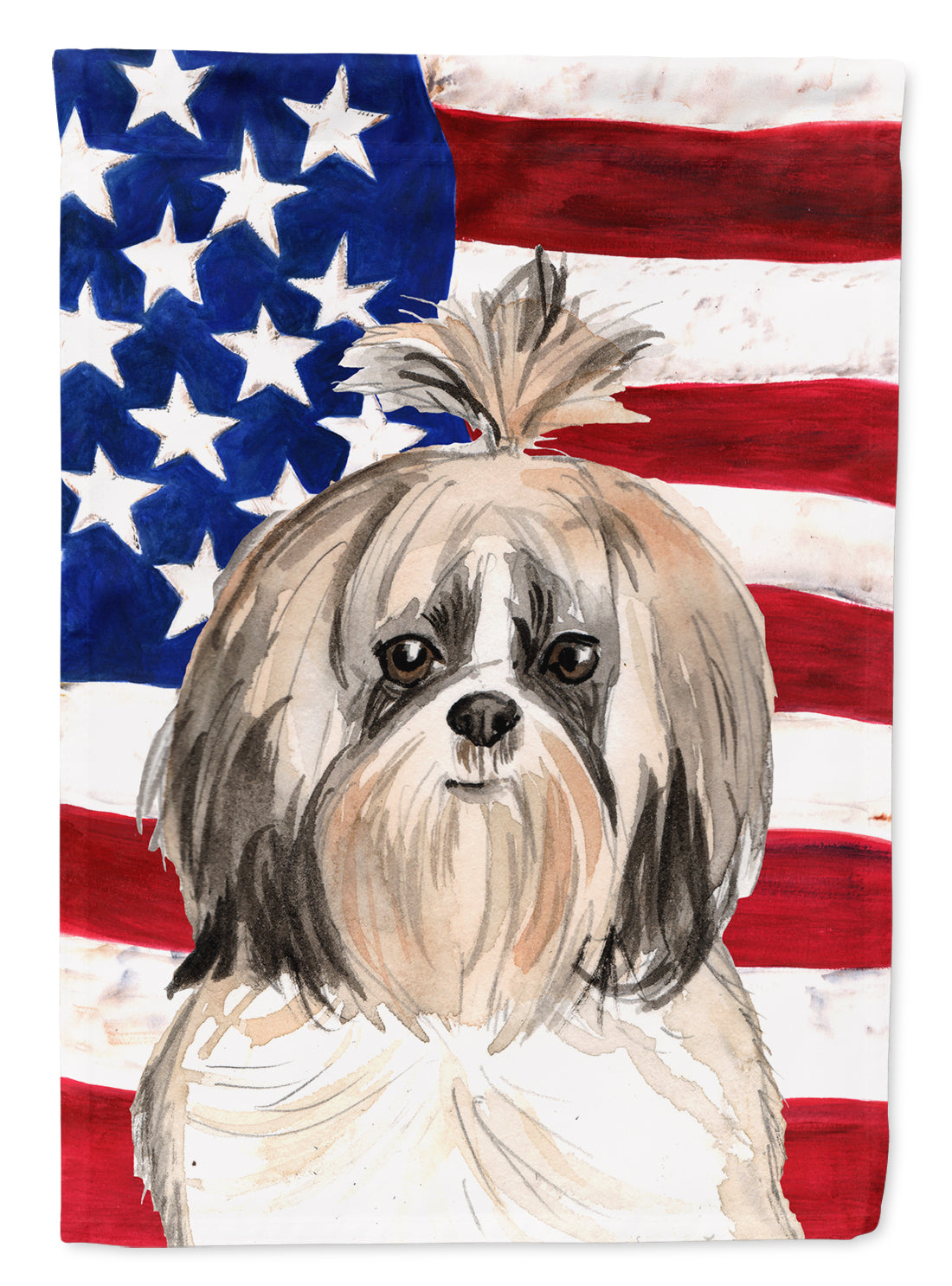 Patriotic USA Shih Tzu Flag Canvas House Size CK1715CHF  the-store.com.