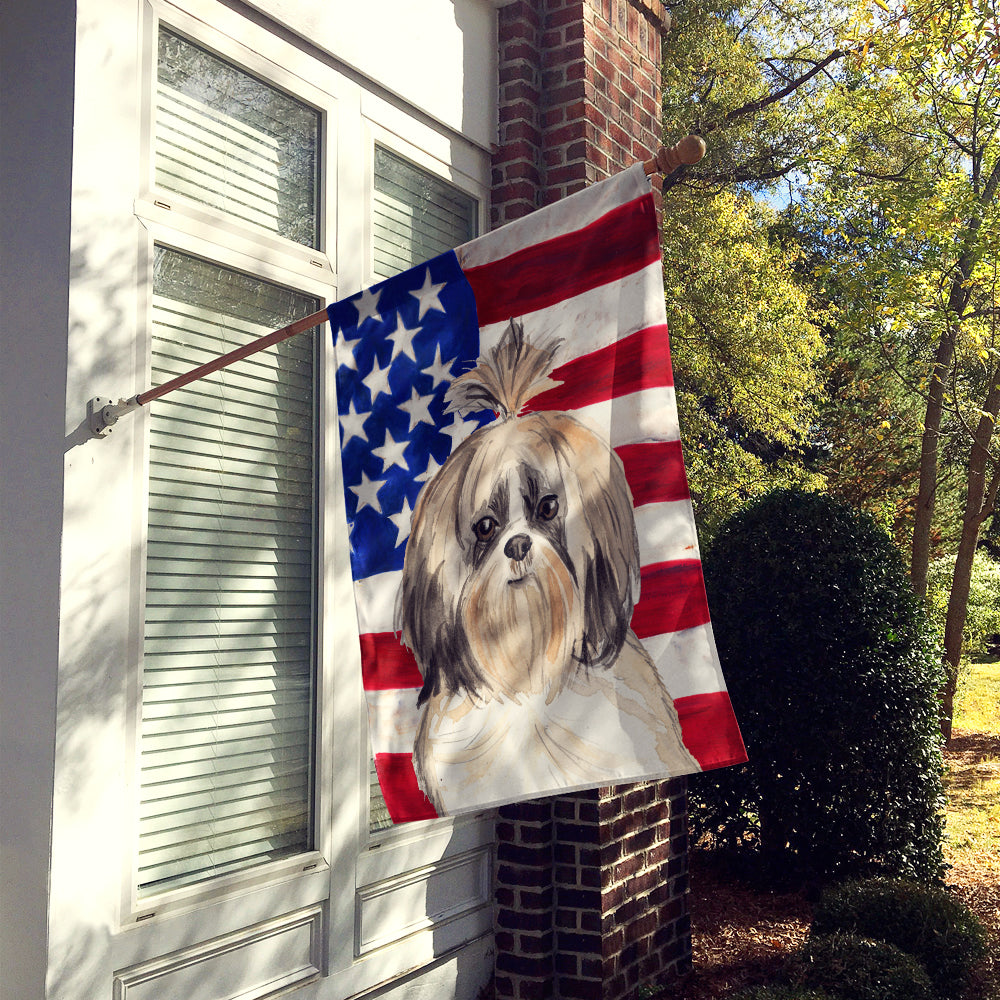 Patriotic USA Shih Tzu Flag Canvas House Size CK1715CHF  the-store.com.