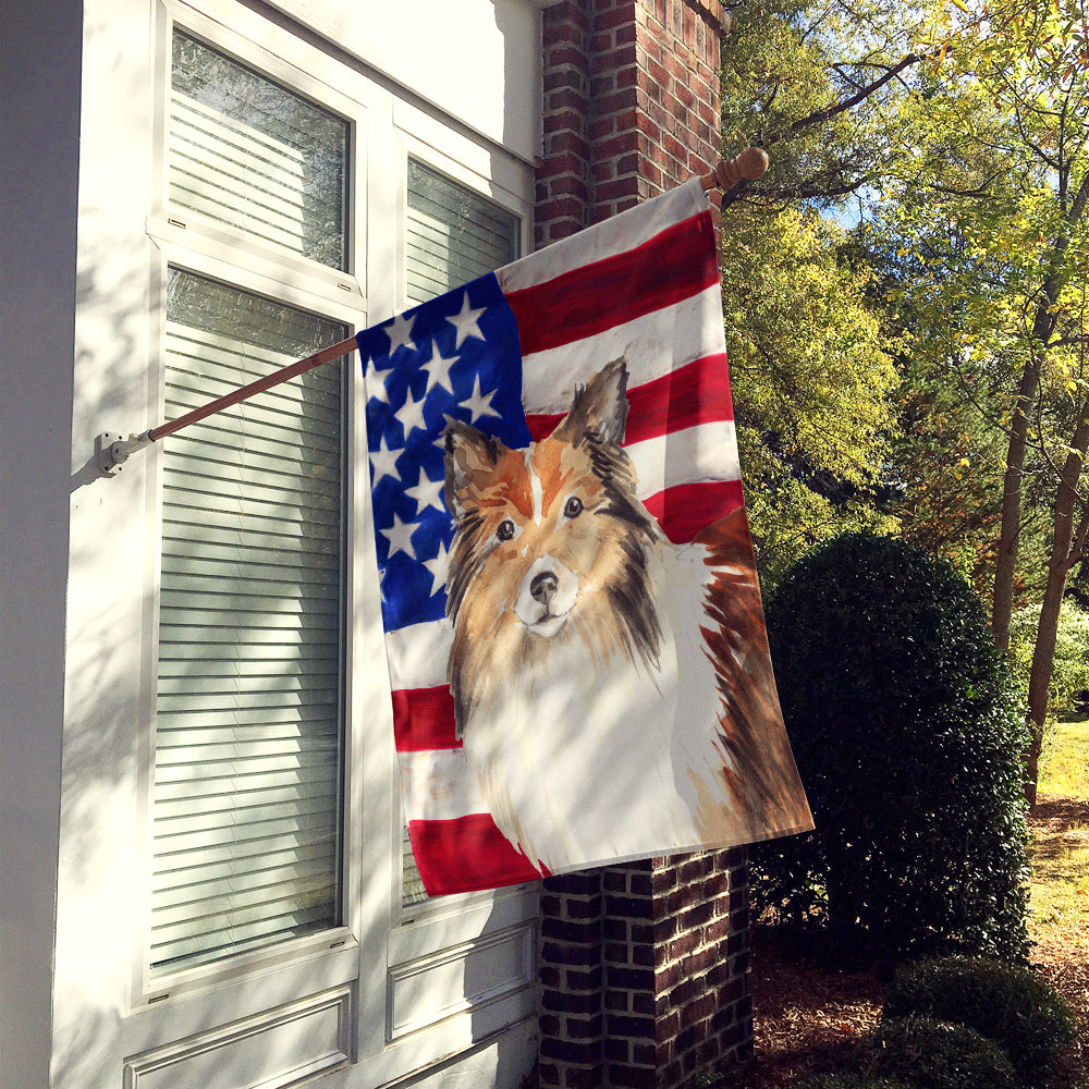 Patriotic USA Sheltie Flag Canvas House Size CK1716CHF  the-store.com.