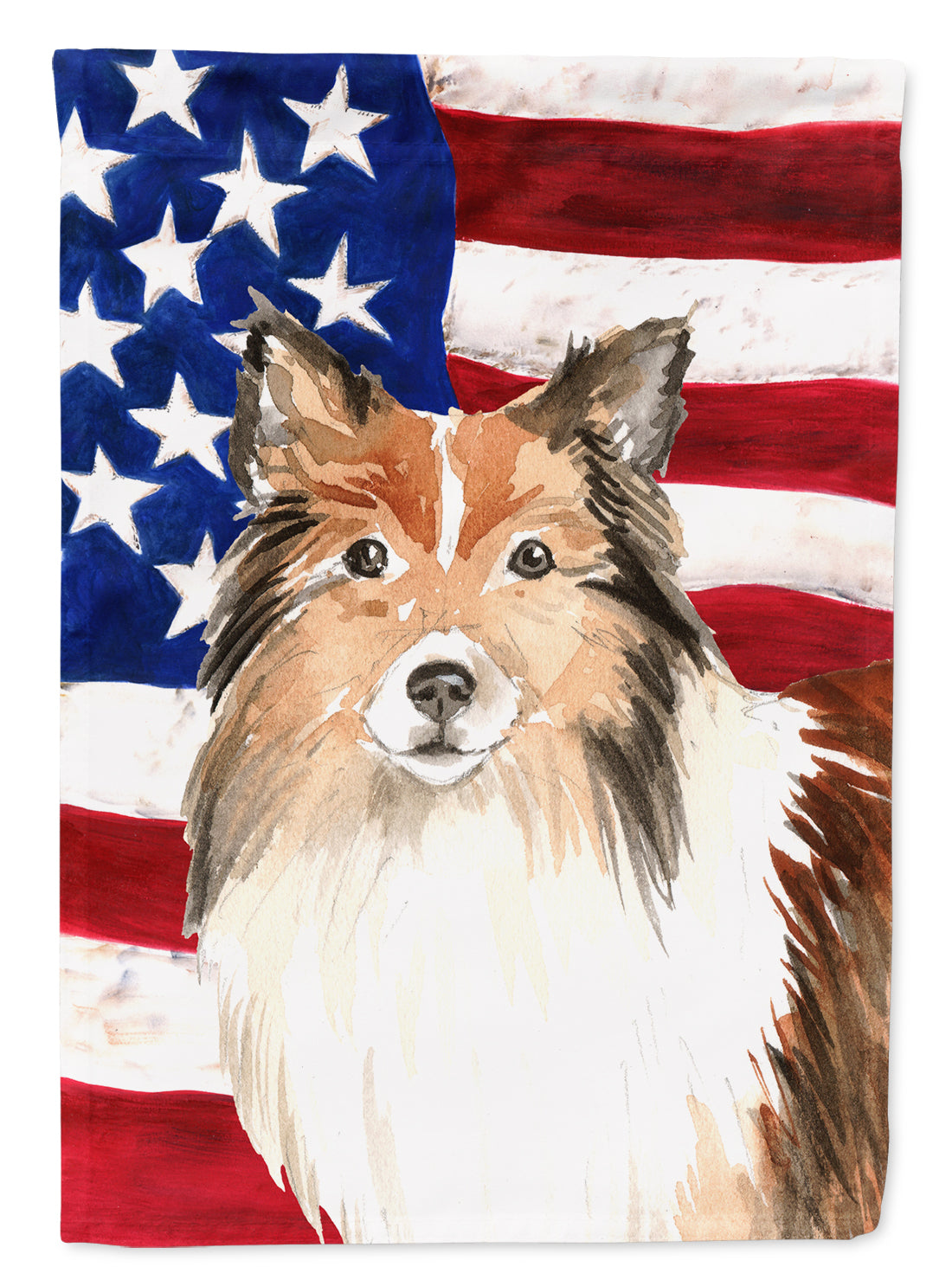 Patriotic USA Sheltie Flag Canvas House Size CK1716CHF  the-store.com.