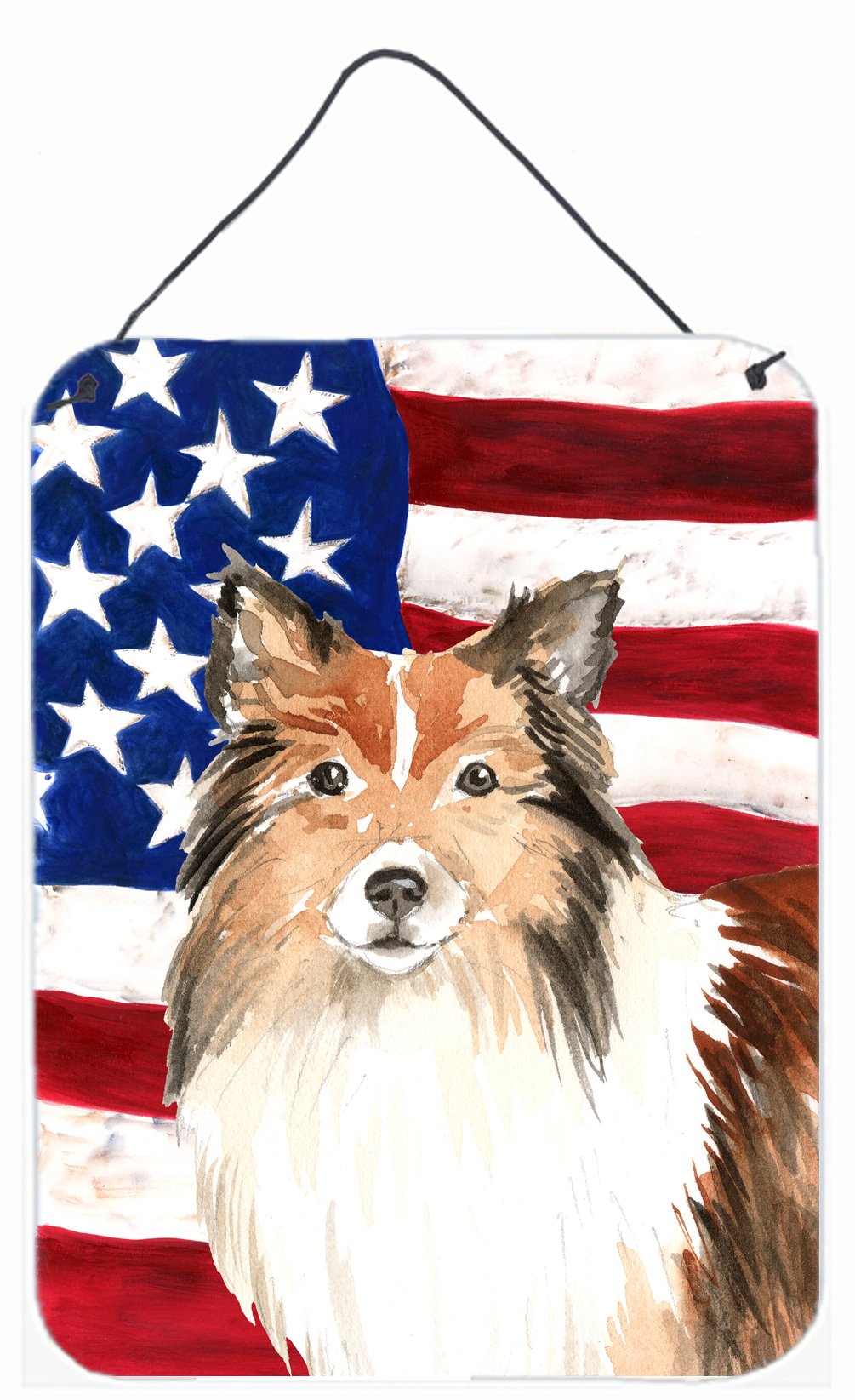 Patriotic USA Sheltie Wall or Door Hanging Prints CK1716DS1216 by Caroline's Treasures