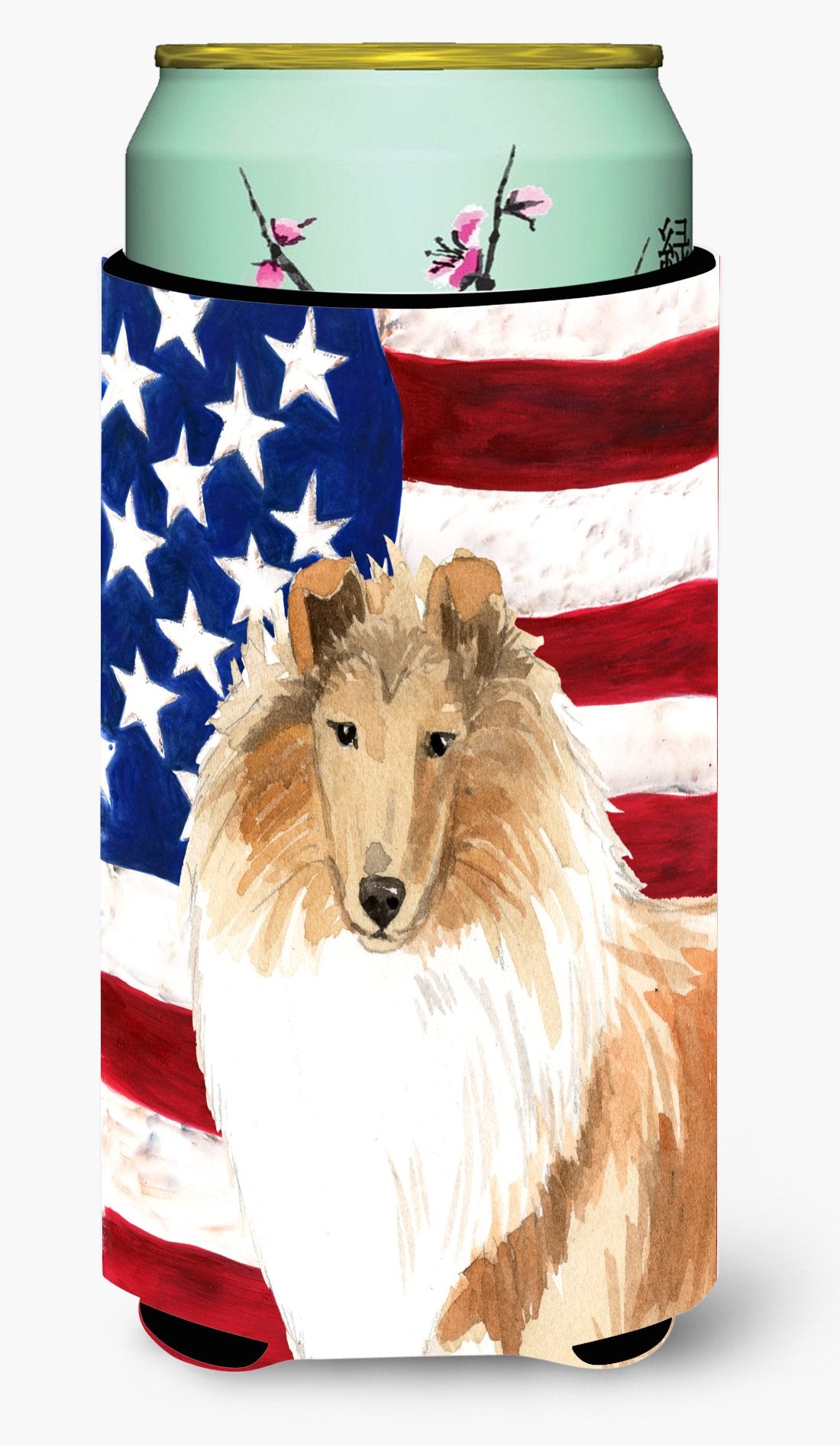 Patriotic USA Rough Collie Tall Boy Beverage Insulator Hugger CK1719TBC by Caroline&#39;s Treasures