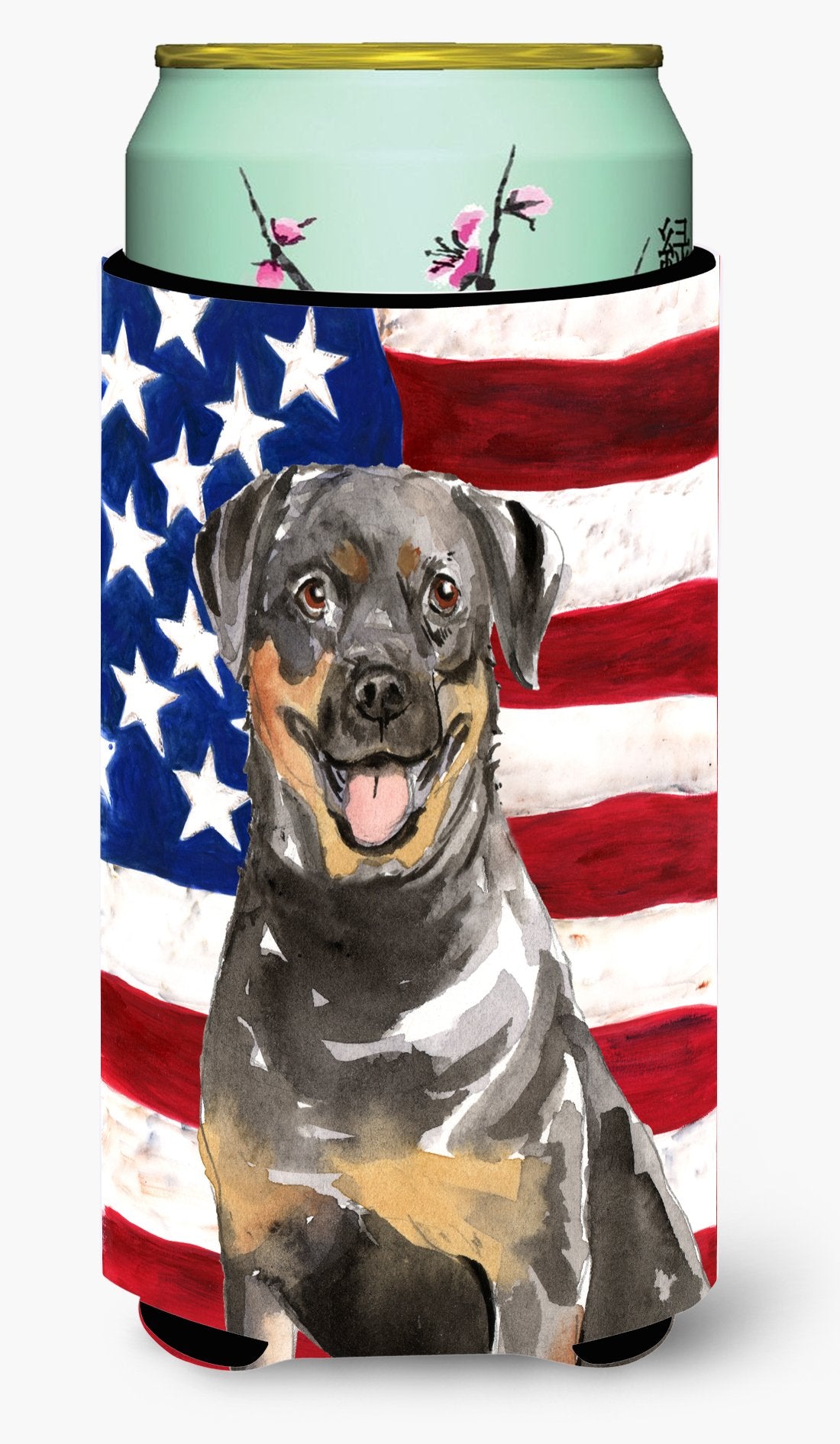 Patriotic USA Rottweiler Tall Boy Beverage Insulator Hugger CK1720TBC by Caroline's Treasures