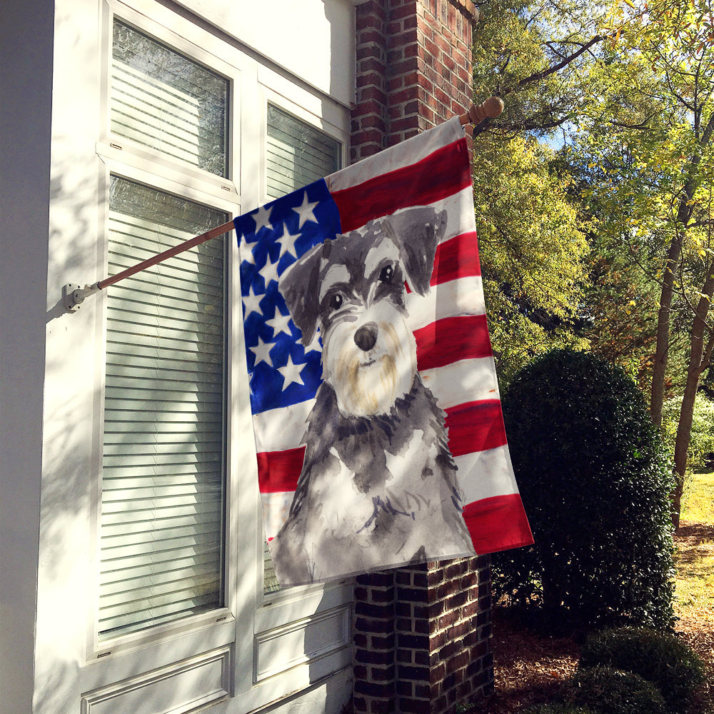 Patriotic USA Schnauzer #2 Flag Canvas House Size CK1722CHF  the-store.com.