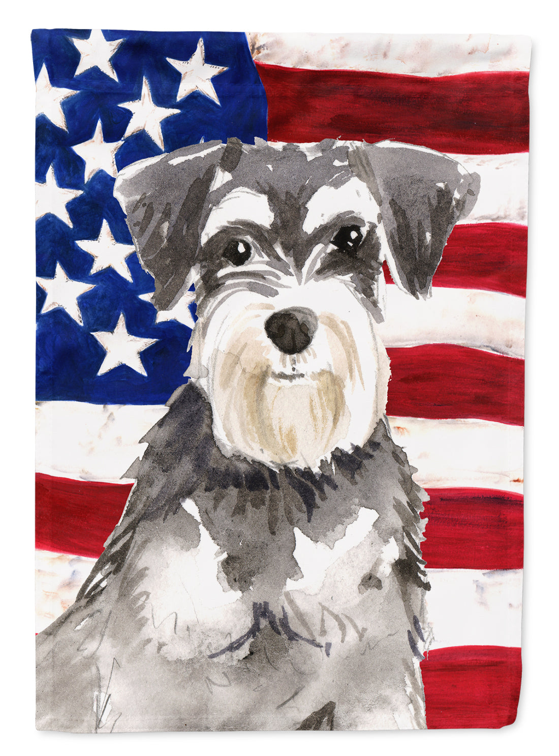 Patriotic USA Schnauzer #2 Flag Canvas House Size CK1722CHF  the-store.com.