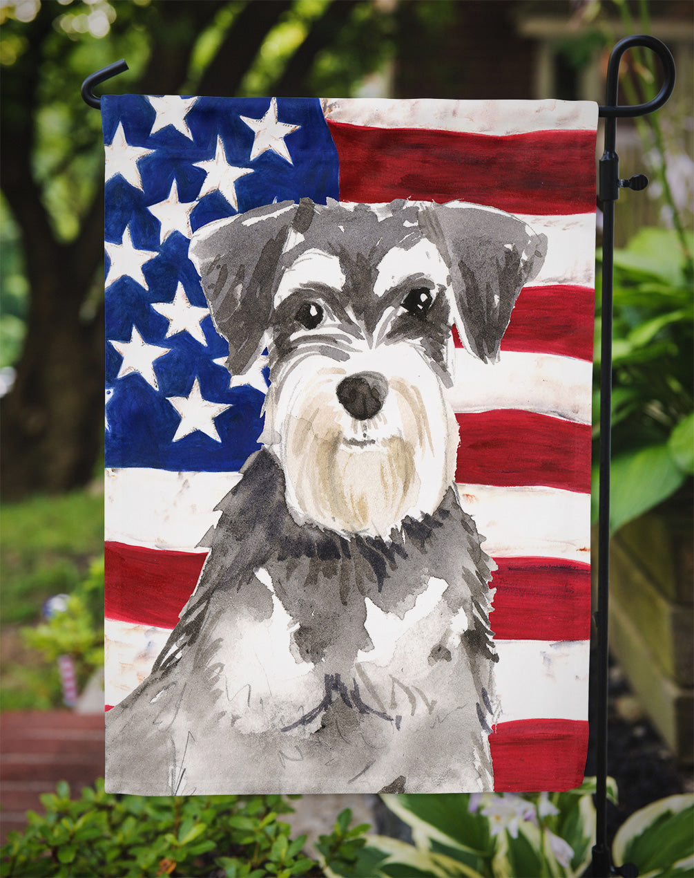 Patriotic USA Schnauzer #2 Flag Garden Size CK1722GF  the-store.com.