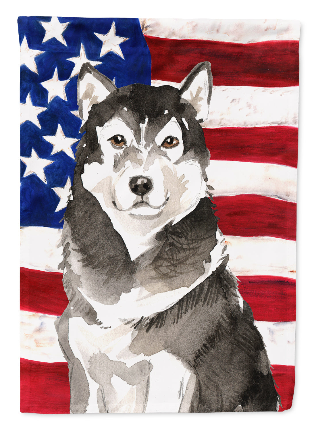 Patriotic USA Alaskan Malamute Flag Canvas House Size CK1724CHF  the-store.com.