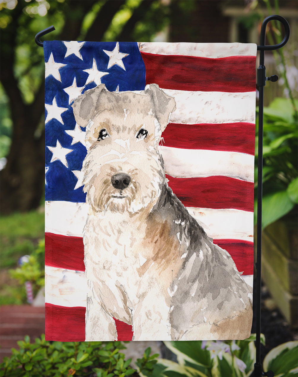 Patriotic USA Lakeland Terrier Flag Garden Size CK1725GF  the-store.com.