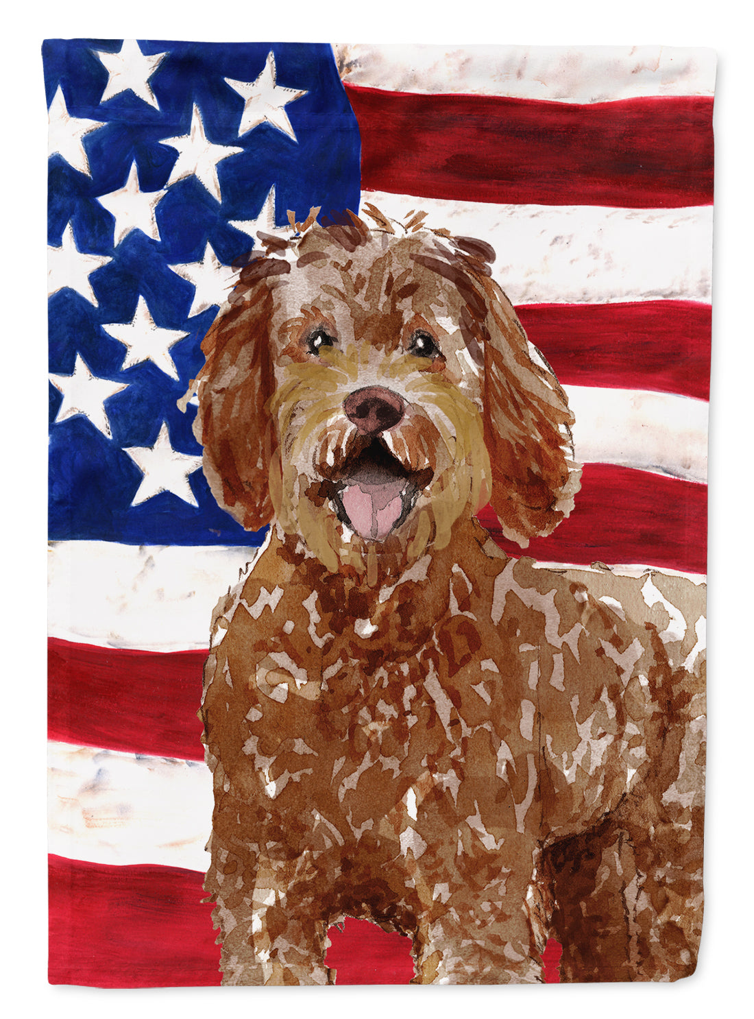 Patriotic USA Labradoodle Flag Canvas House Size CK1726CHF  the-store.com.