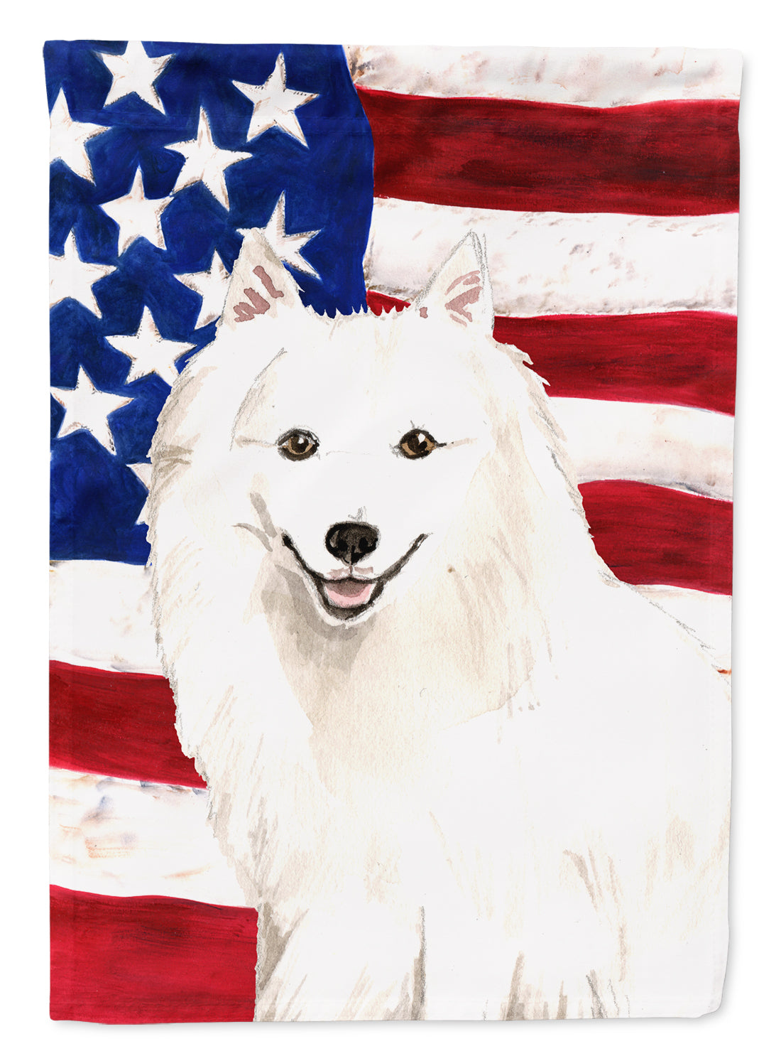 Patriotic USA Japanese Spitz Flag Garden Size CK1727GF  the-store.com.