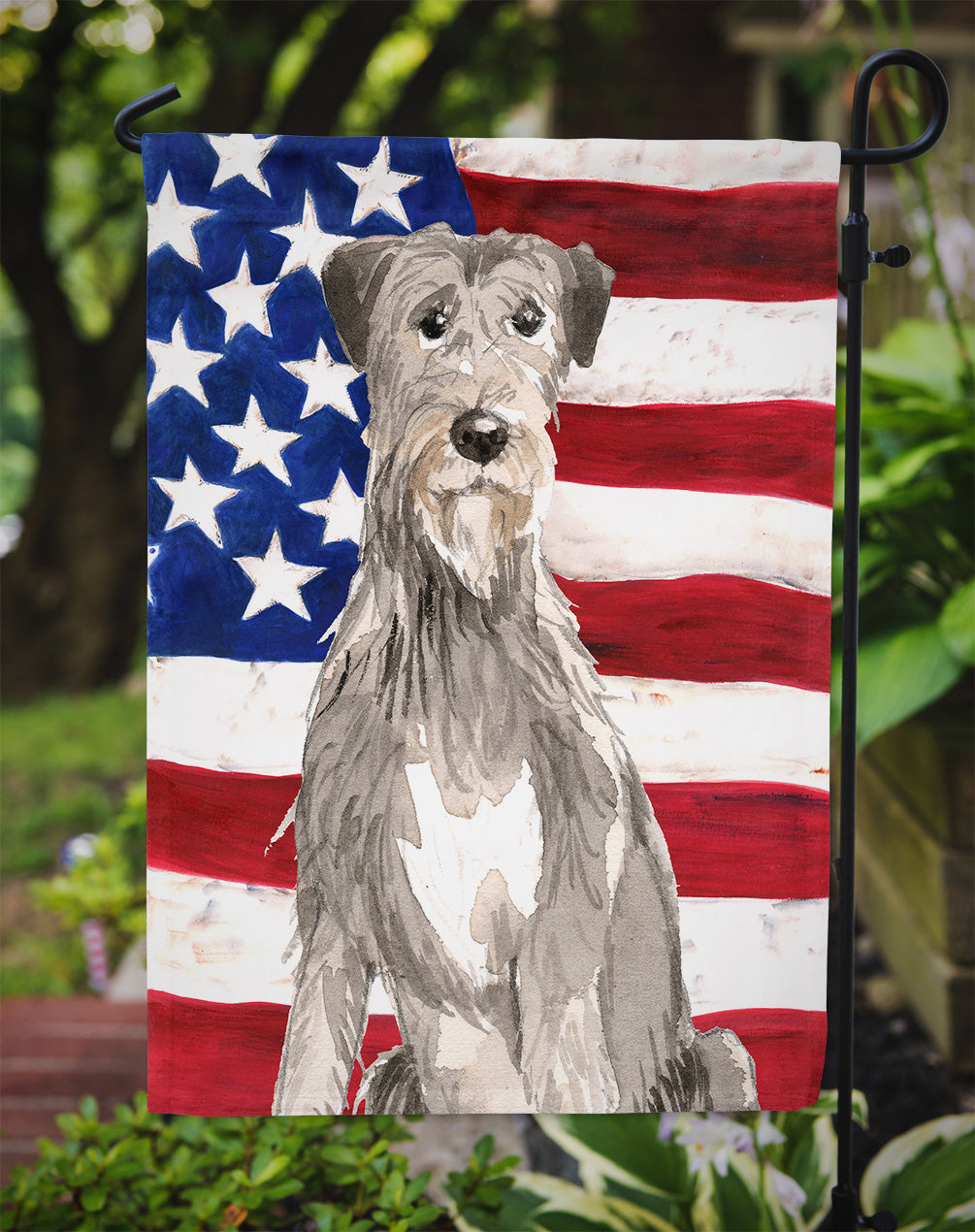 Patriotic USA Irish Wolfhound Flag Garden Size CK1728GF  the-store.com.