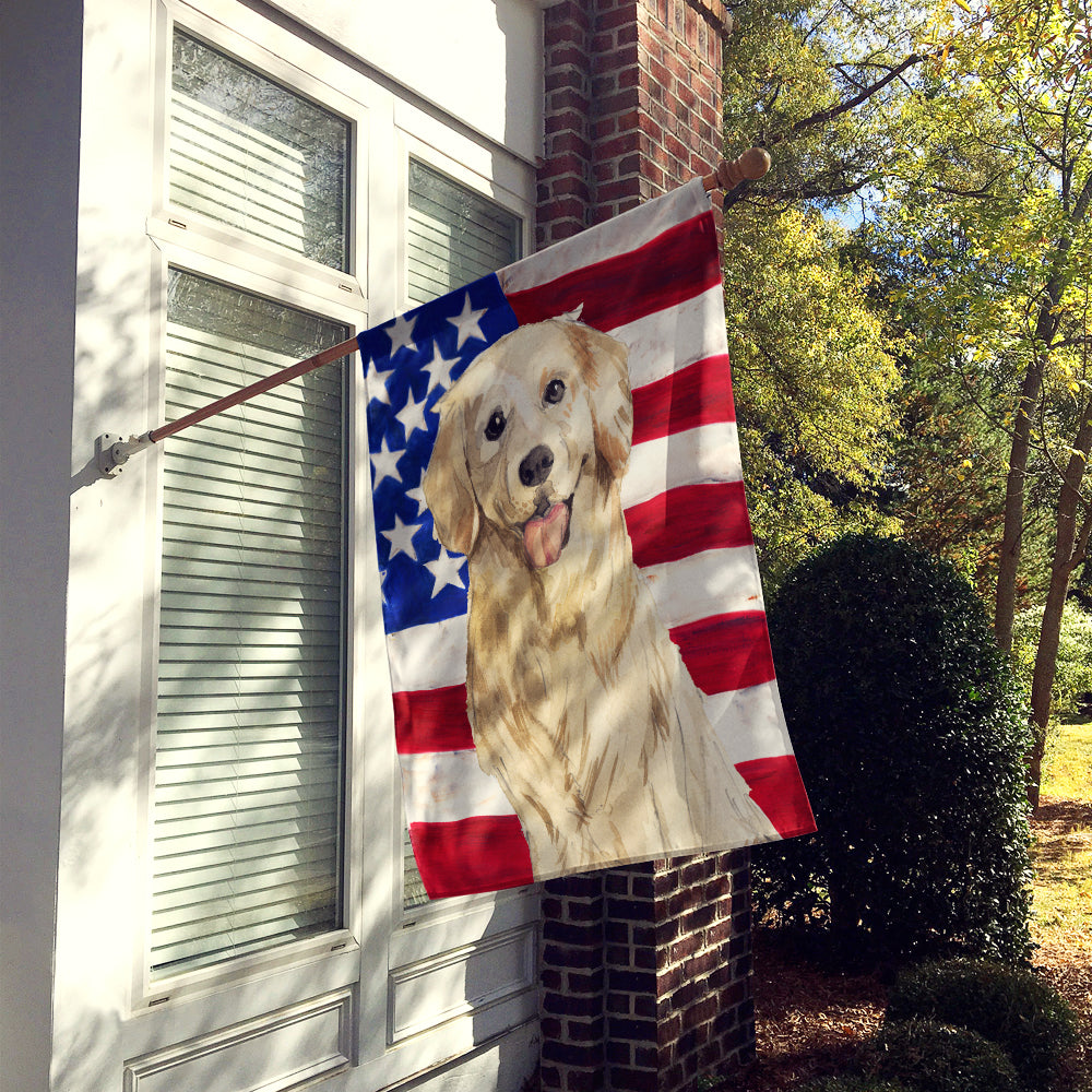 Patriotic USA Golden Retriever Flag Canvas House Size CK1730CHF  the-store.com.