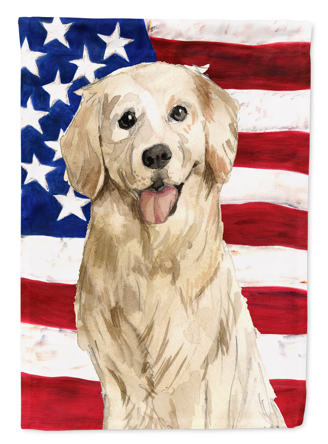 Patriotic USA Golden Retriever Flag Canvas House Size CK1730CHF  the-store.com.