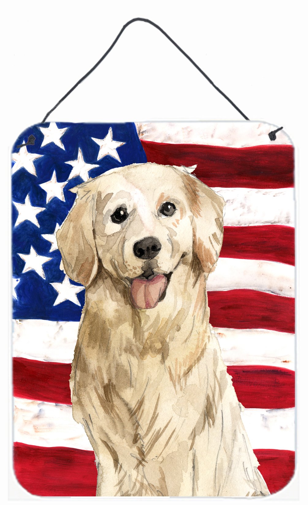 Patriotic USA Golden Retriever Wall or Door Hanging Prints CK1730DS1216 by Caroline's Treasures