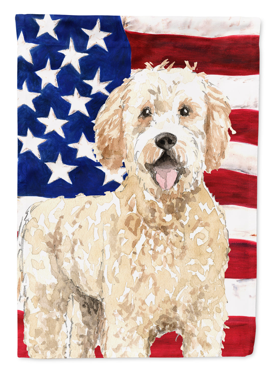 Patriotic USA Goldendoodle Flag Canvas House Size CK1731CHF  the-store.com.