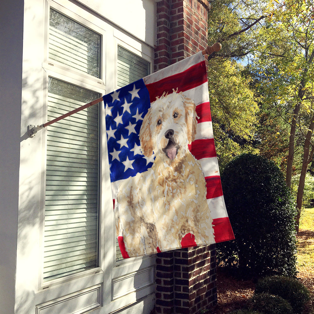 Patriotic USA Goldendoodle Flag Canvas House Size CK1731CHF  the-store.com.