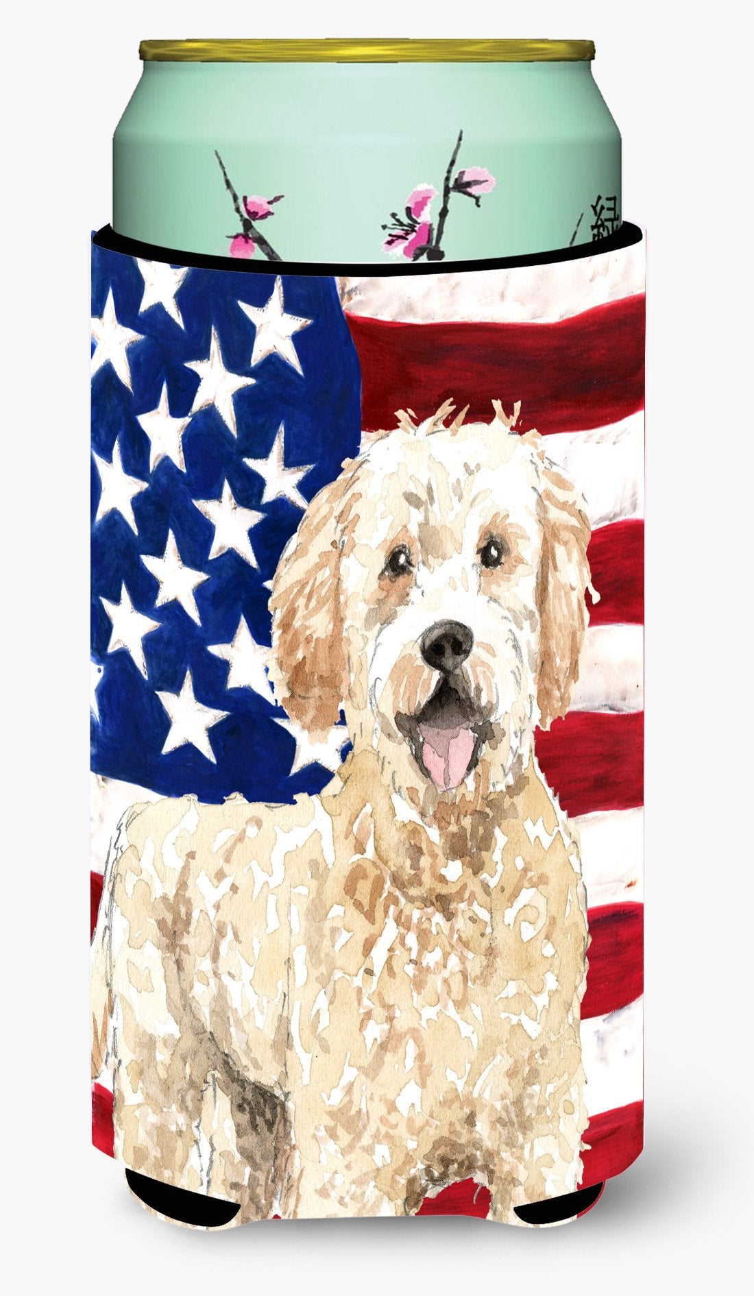 Patriotic USA Goldendoodle Tall Boy Beverage Insulator Hugger CK1731TBC by Caroline's Treasures