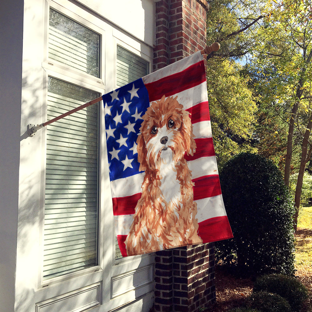 Patriotic USA Cavapoo Flag Canvas House Size CK1733CHF  the-store.com.