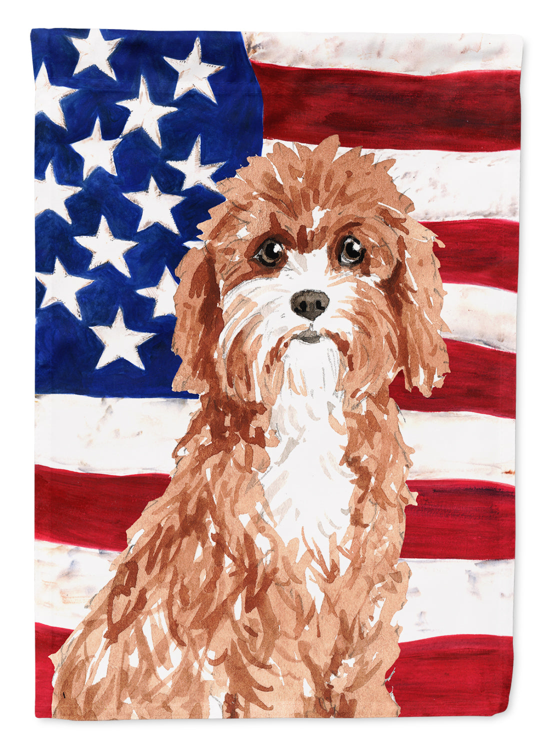 Patriotic USA Cavapoo Flag Garden Size CK1733GF  the-store.com.