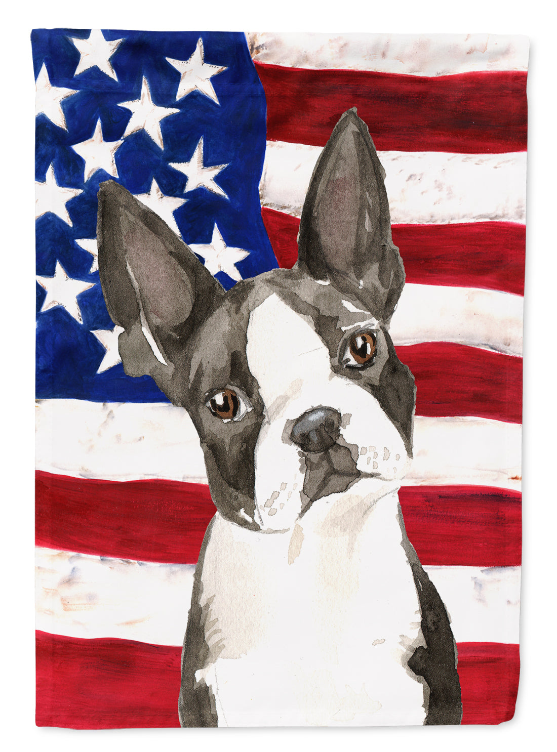 Patriotic USA Boston Terrier Flag Canvas House Size CK1738CHF  the-store.com.