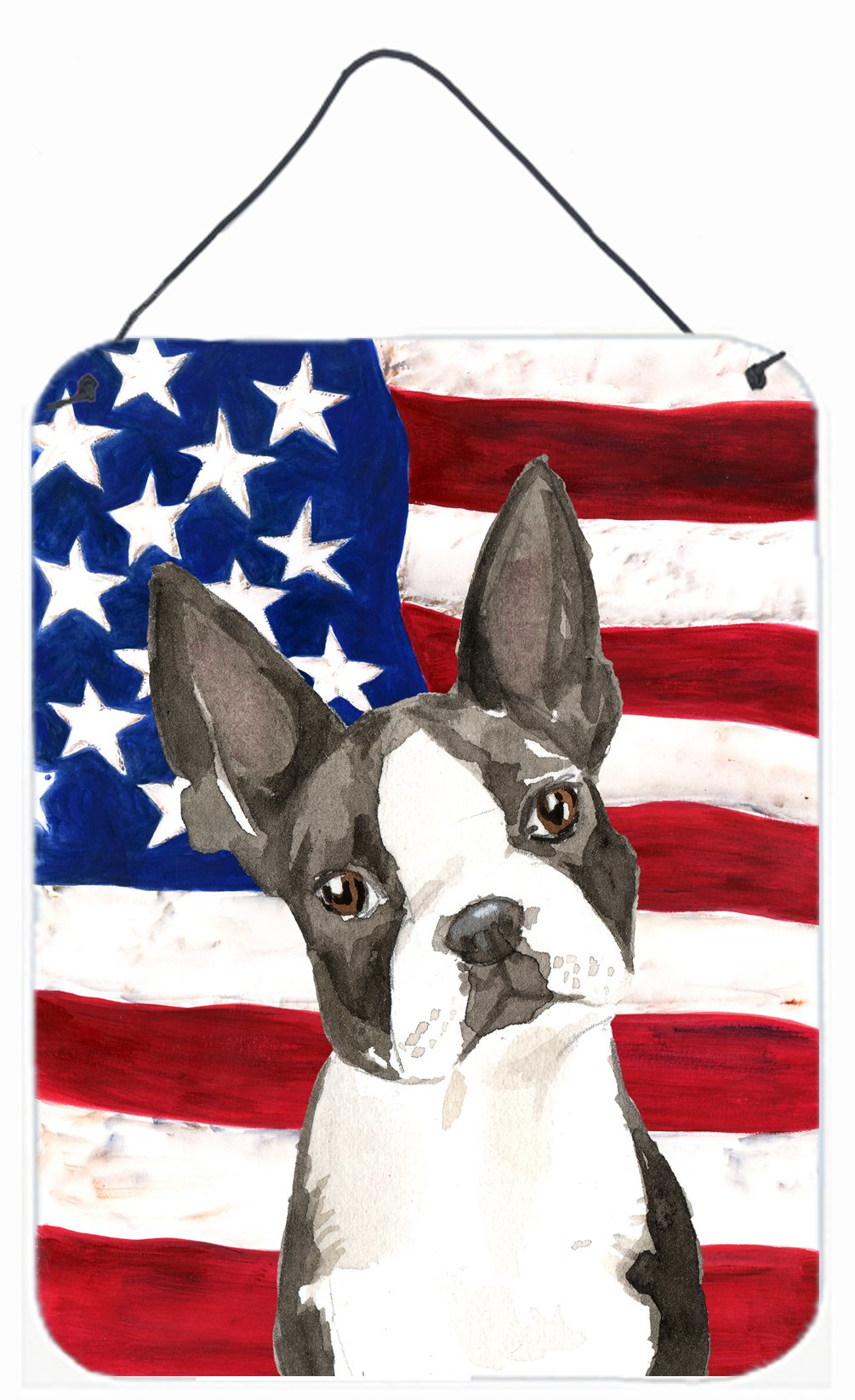 Patriotic USA Boston Terrier Wall or Door Hanging Prints CK1738DS1216 by Caroline's Treasures