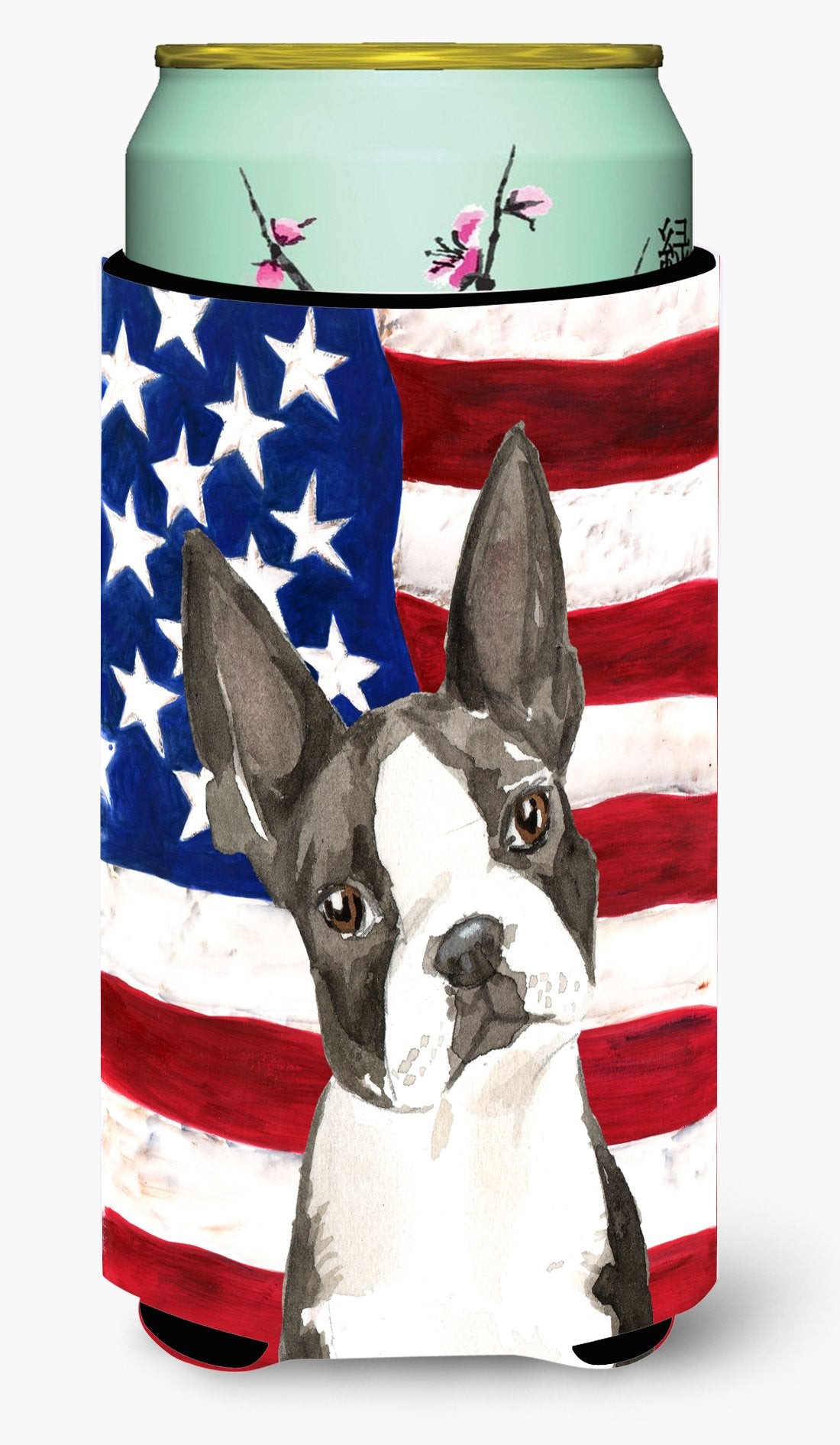 Patriotic USA Boston Terrier Tall Boy Beverage Insulator Hugger CK1738TBC by Caroline&#39;s Treasures