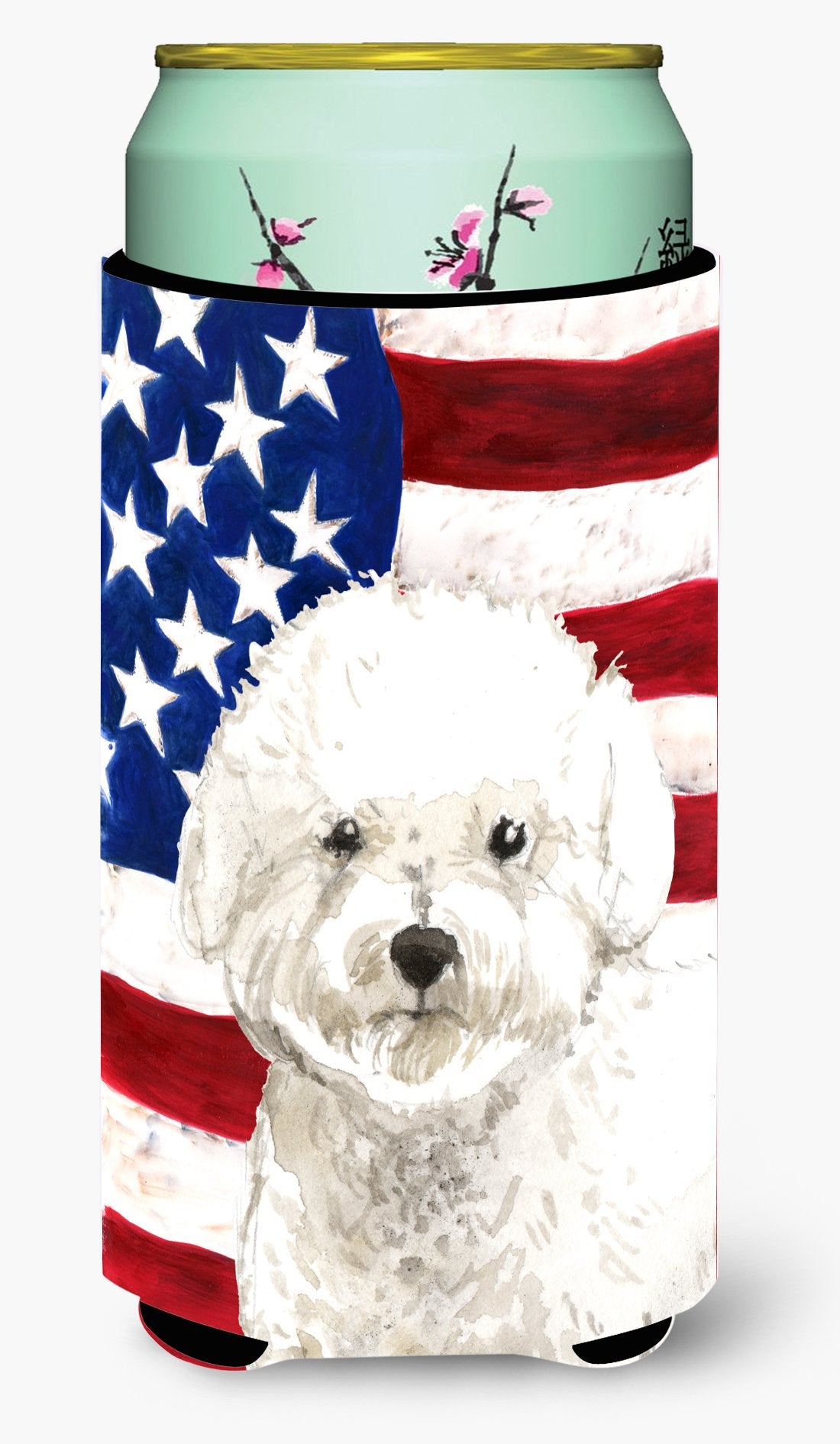 Patriotic USA Bichon Frise Tall Boy Beverage Insulator Hugger CK1740TBC by Caroline&#39;s Treasures