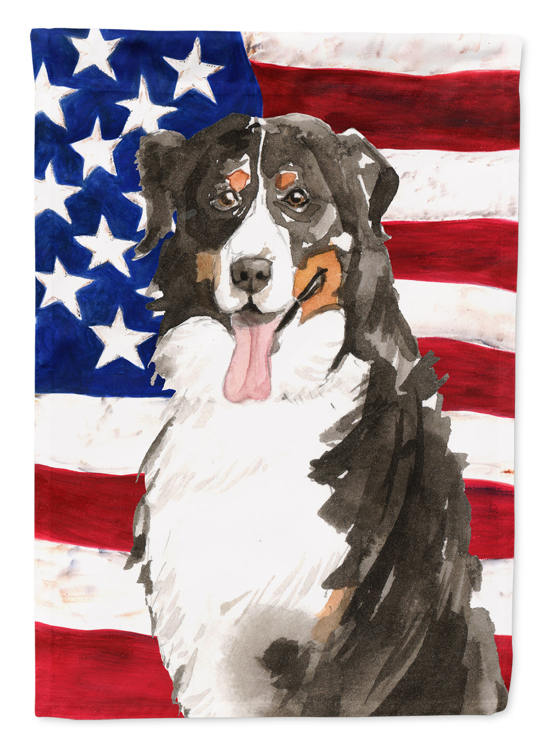 Patriotic USA Bernese Mountain Dog Flag Canvas House Size CK1741CHF  the-store.com.