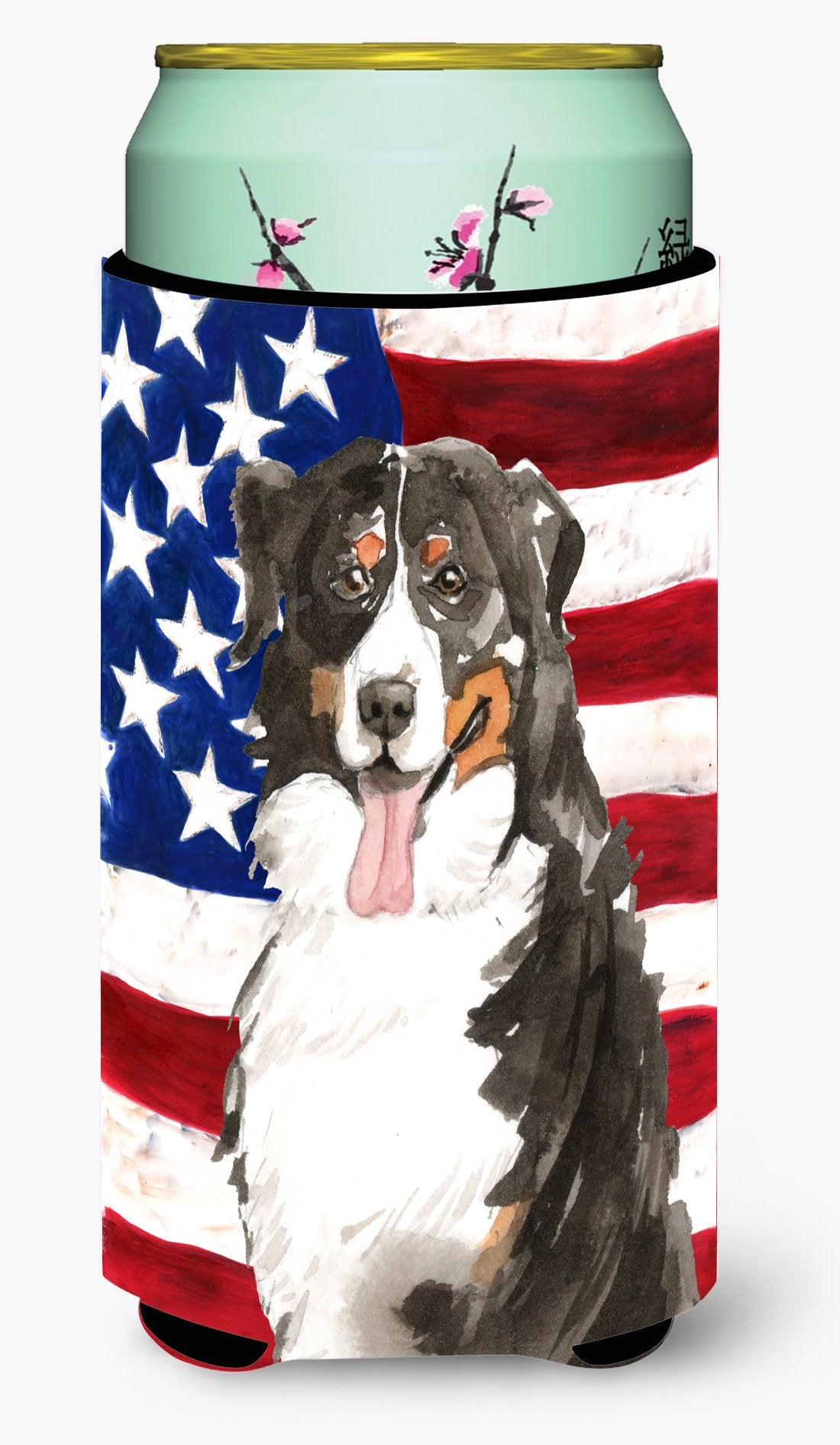 Patriotic USA Bernese Mountain Dog Tall Boy Beverage Insulator Hugger CK1741TBC by Caroline's Treasures