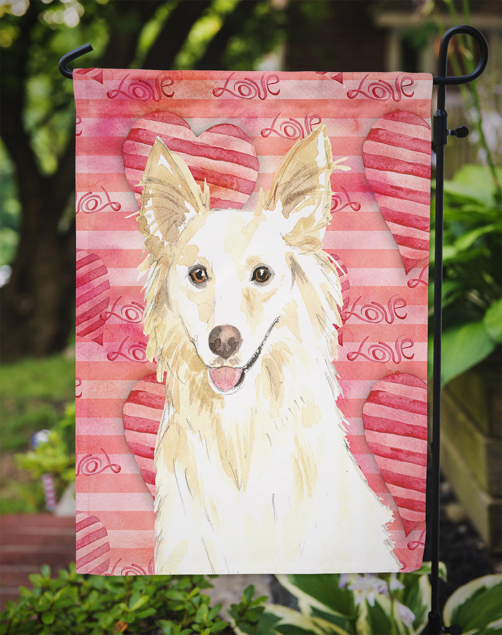 Love a White Collie Flag Garden Size CK1745GF  the-store.com.