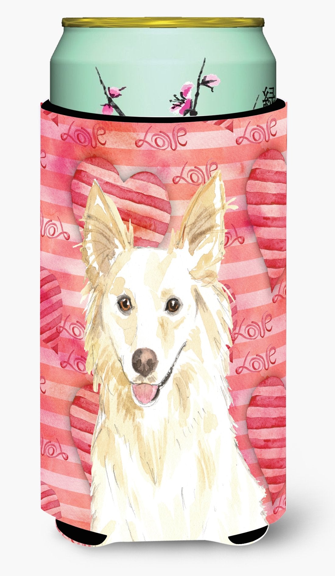 Love a White Collie Tall Boy Beverage Insulator Hugger CK1745TBC by Caroline's Treasures