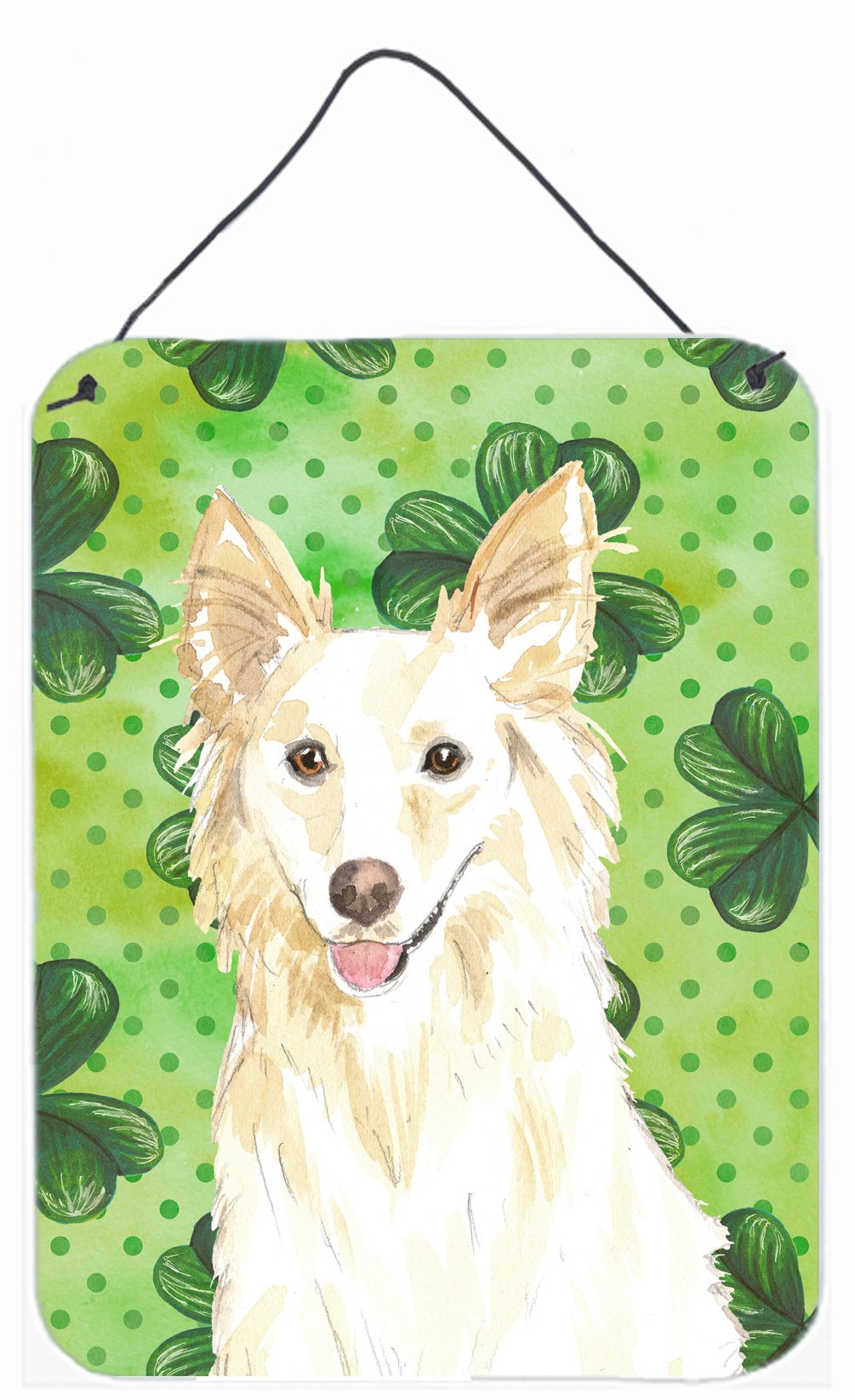 Shamrocks White Collie Wall or Door Hanging Prints CK1782DS1216 by Caroline's Treasures