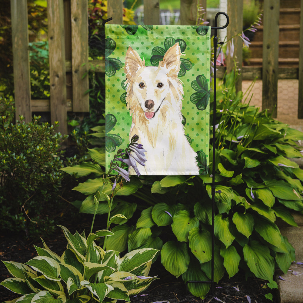 Shamrocks White Collie Flag Garden Size CK1782GF  the-store.com.