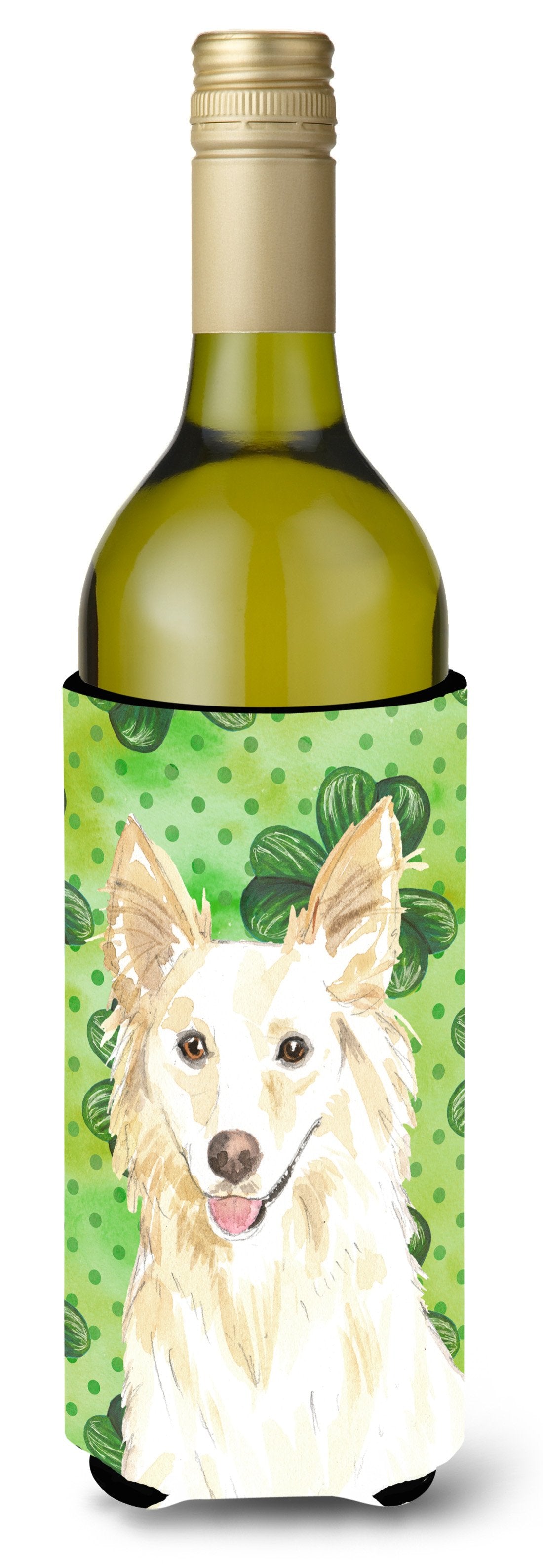 Shamrocks White Collie Wine Bottle Beverge Insulator Hugger CK1782LITERK by Caroline's Treasures