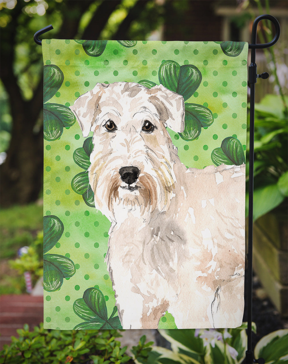 Shamrocks Wheaten Terrier Flag Garden Size CK1783GF  the-store.com.