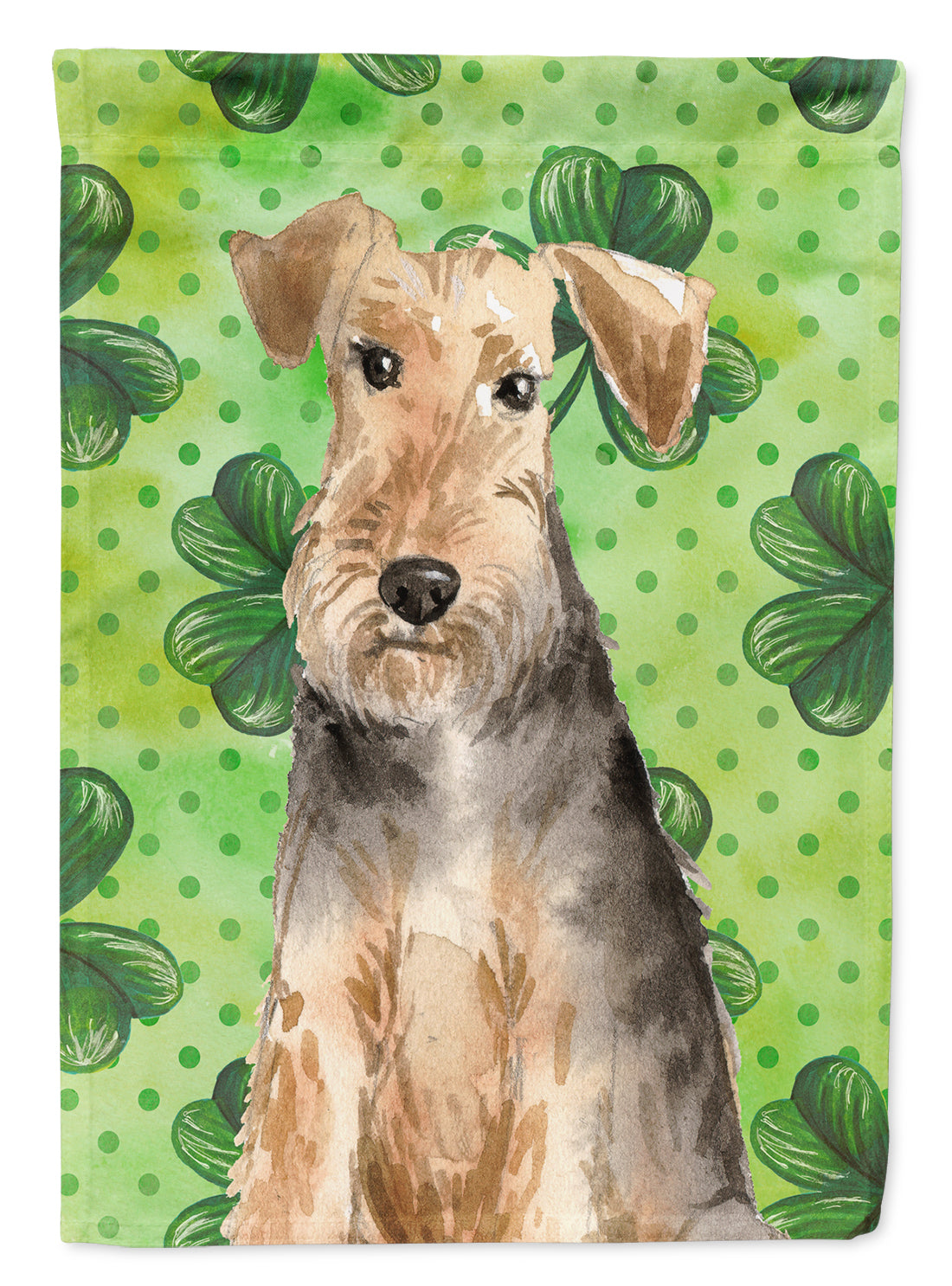 Shamrocks Welsh Terrier Flag Canvas House Size CK1784CHF  the-store.com.