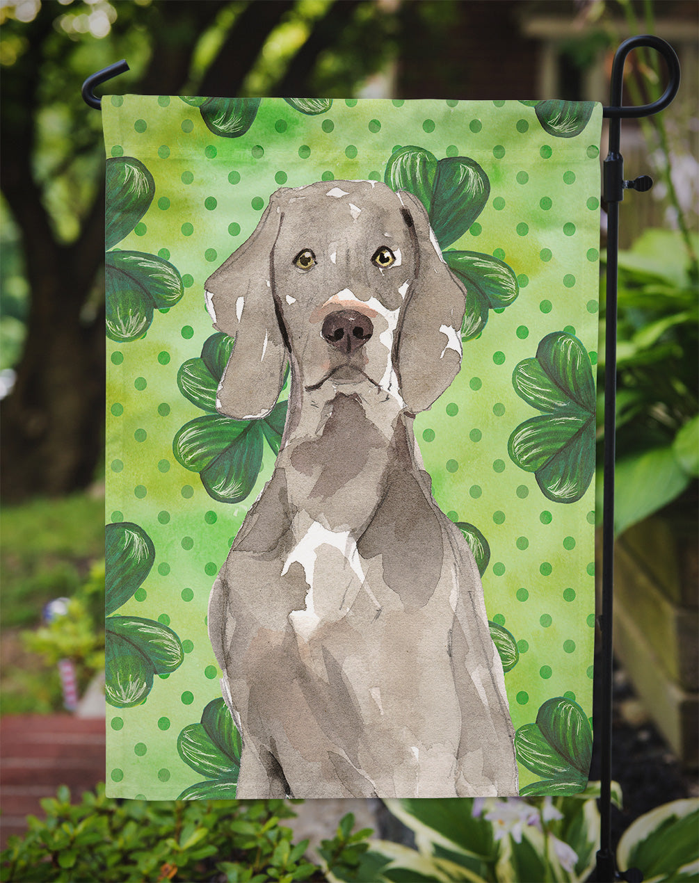 Shamrocks Weimaraner Flag Garden Size CK1785GF  the-store.com.