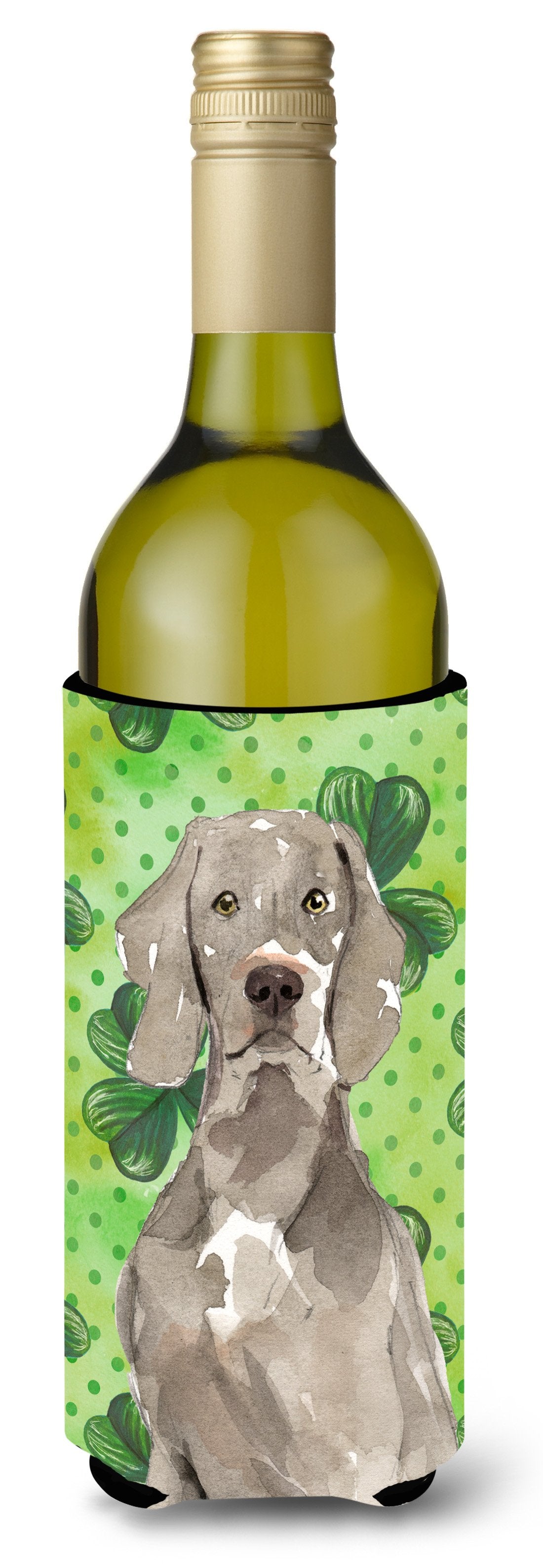 Shamrocks Weimaraner Wine Bottle Beverge Insulator Hugger CK1785LITERK by Caroline&#39;s Treasures