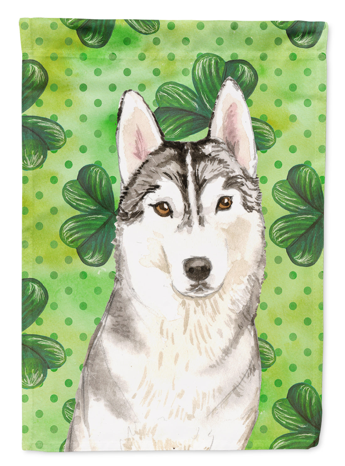 Shamrocks Siberian Husky Flag Canvas House Size CK1787CHF  the-store.com.