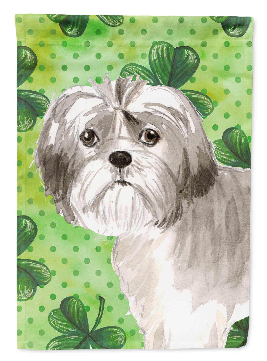 Shamrocks Shih Tzu Puppy Flag Canvas House Size CK1788CHF  the-store.com.