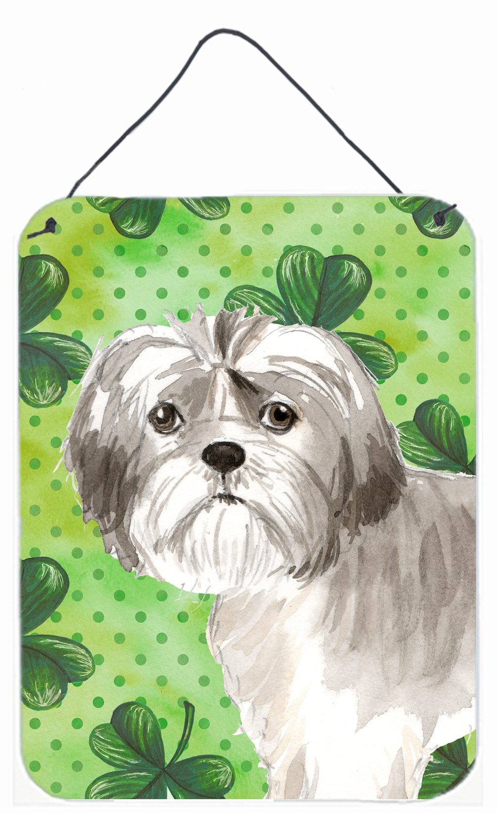 Shamrocks Shih Tzu Puppy Wall or Door Hanging Prints CK1788DS1216 by Caroline's Treasures