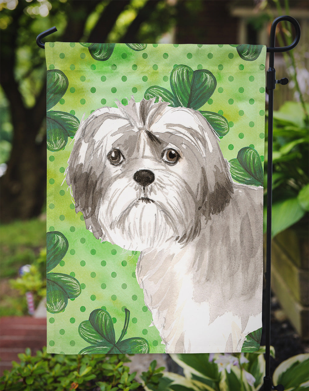 Shamrocks Shih Tzu Puppy Flag Garden Size CK1788GF  the-store.com.