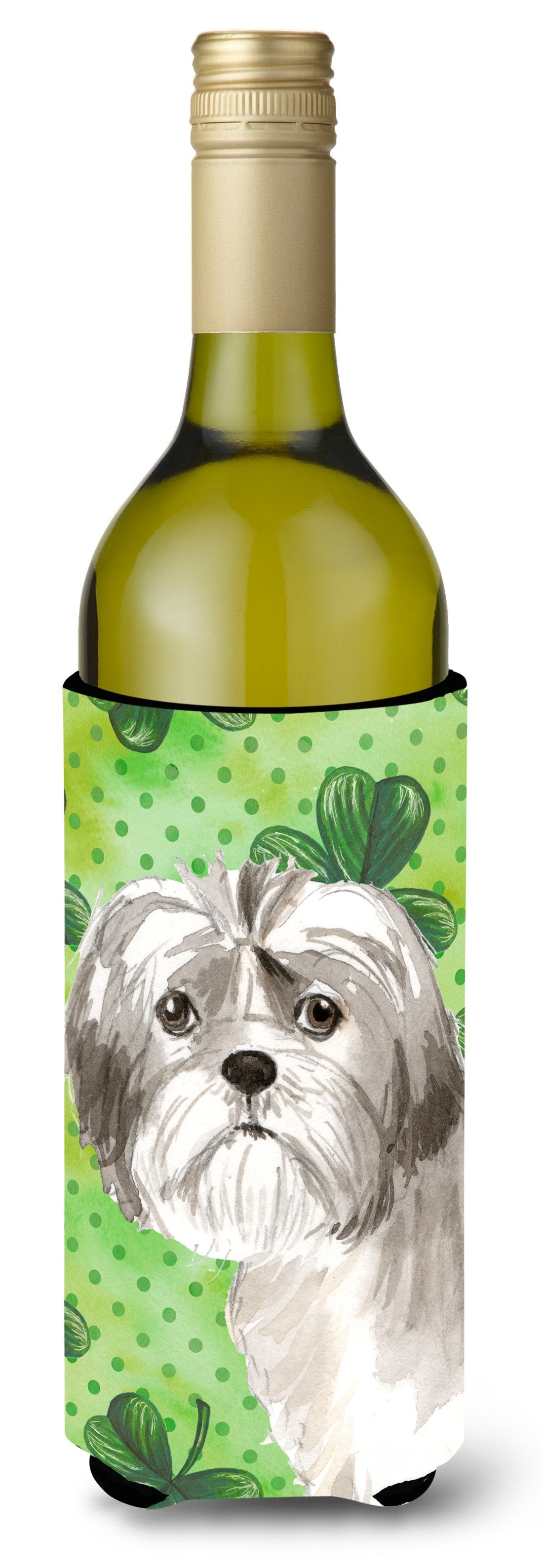 Shamrocks Shih Tzu Puppy Wine Bottle Beverge Insulator Hugger CK1788LITERK by Caroline's Treasures