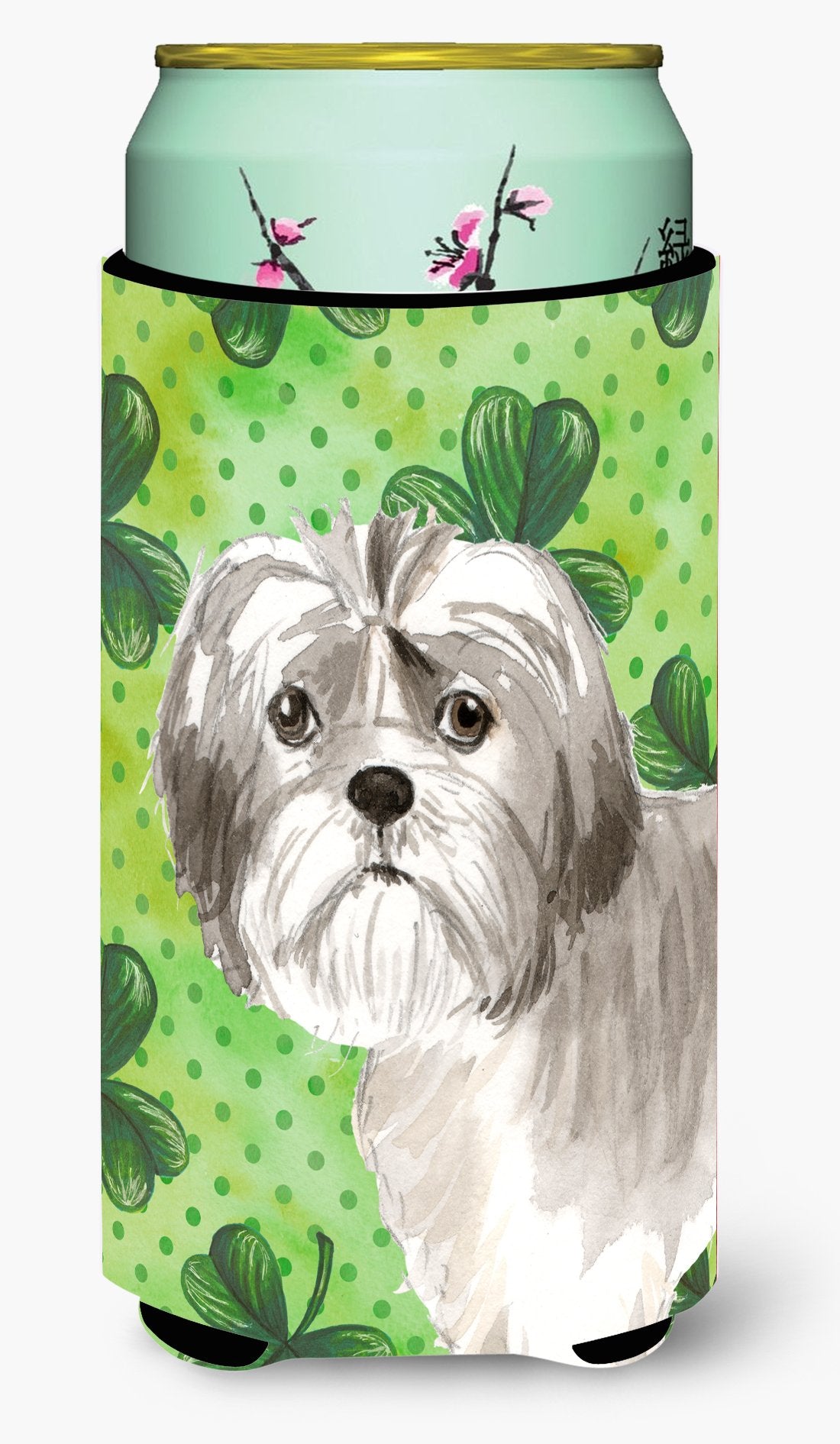 Shamrocks Shih Tzu Puppy Tall Boy Beverage Insulator Hugger CK1788TBC by Caroline's Treasures