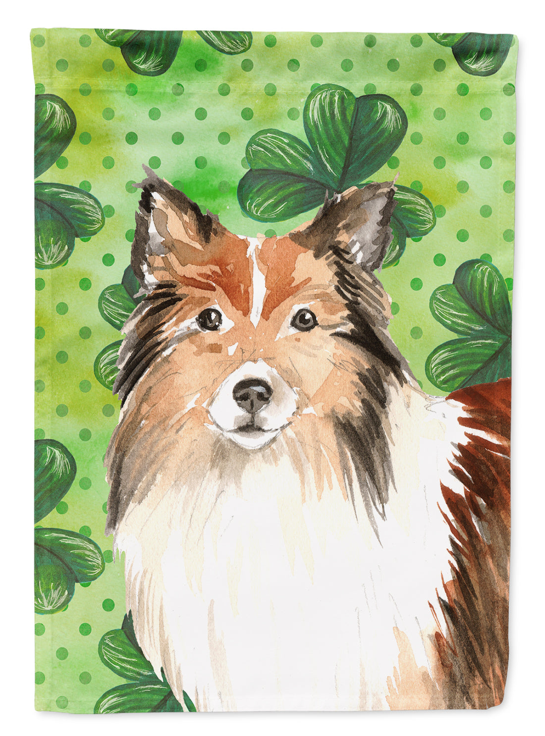 Shamrocks Sheltie Flag Canvas House Size CK1790CHF  the-store.com.