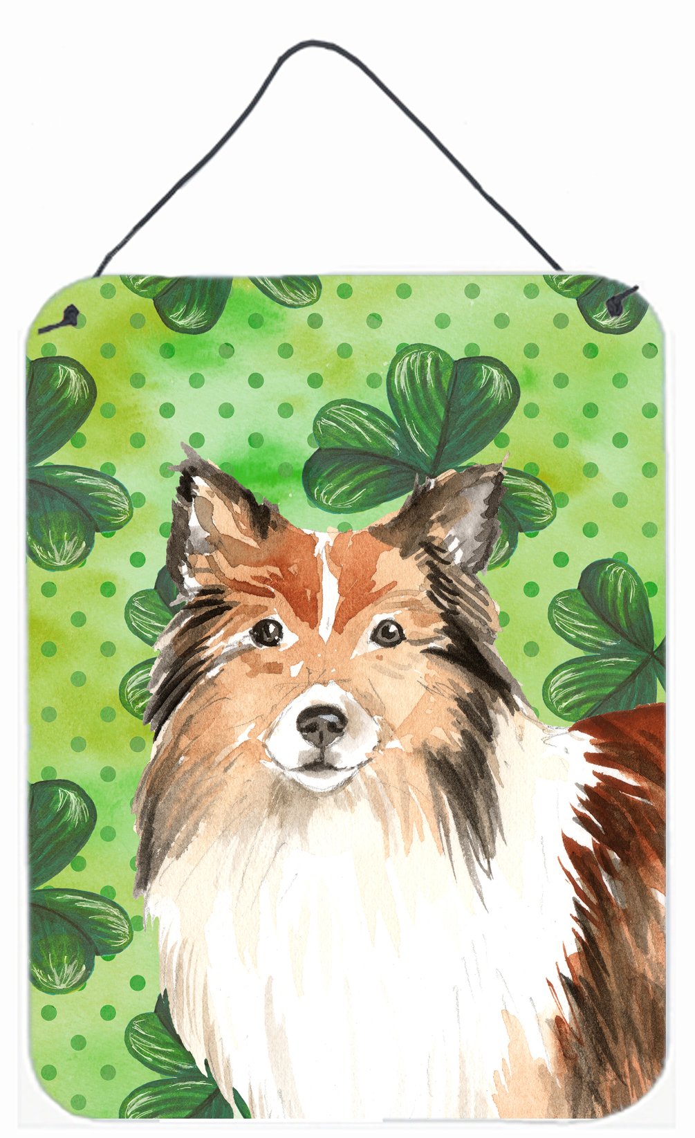 Shamrocks Sheltie Wall or Door Hanging Prints CK1790DS1216 by Caroline&#39;s Treasures