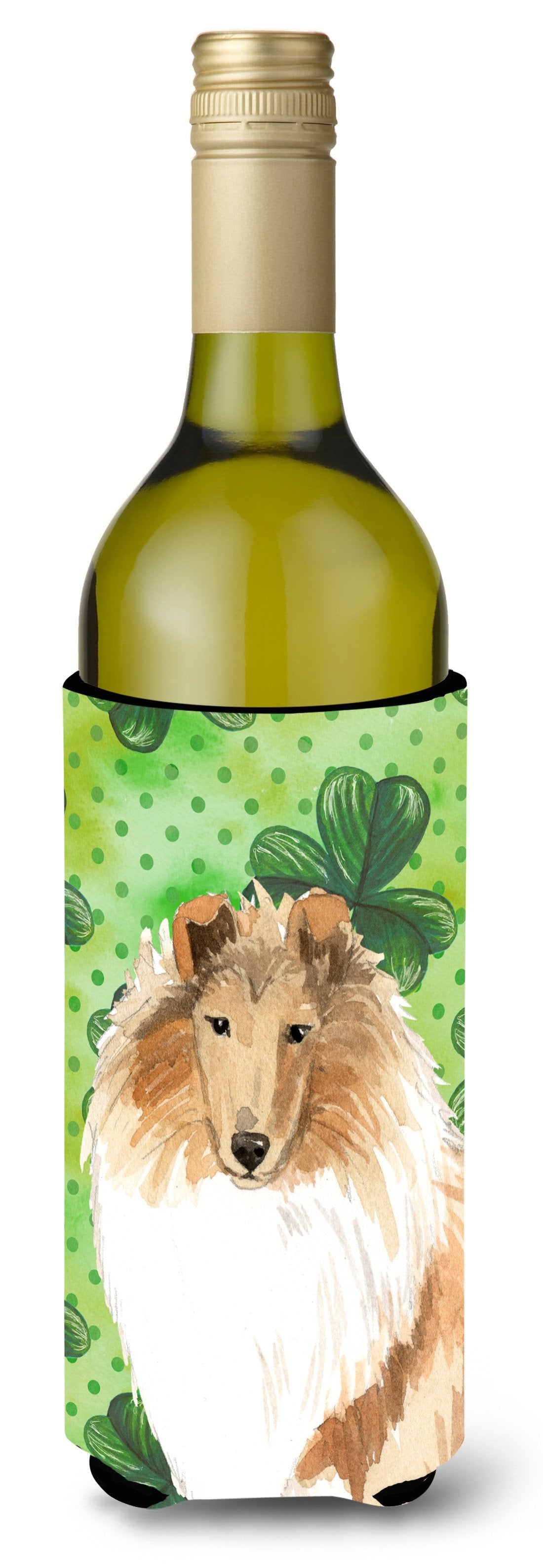 Shamrocks Rough Collie Wine Bottle Beverage Insulator Hugger CK1793LITERK by Caroline's Treasures