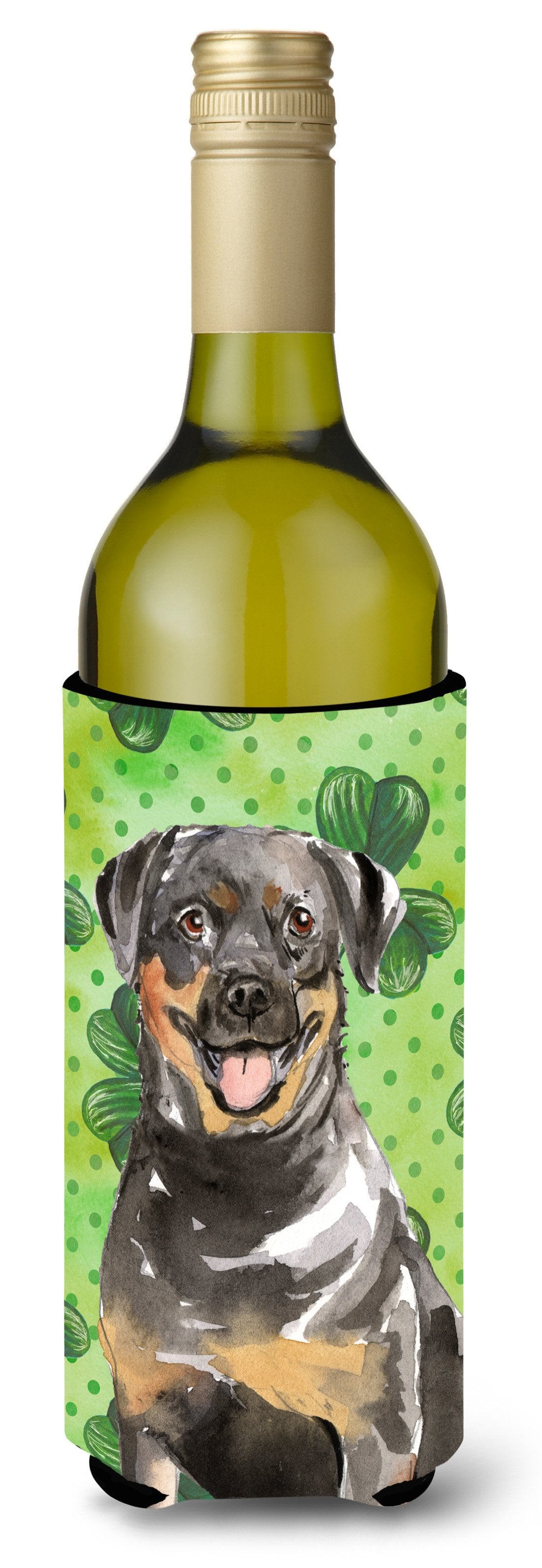 Shamrocks Rottweiler Wine Bottle Beverge Insulator Hugger CK1794LITERK by Caroline's Treasures